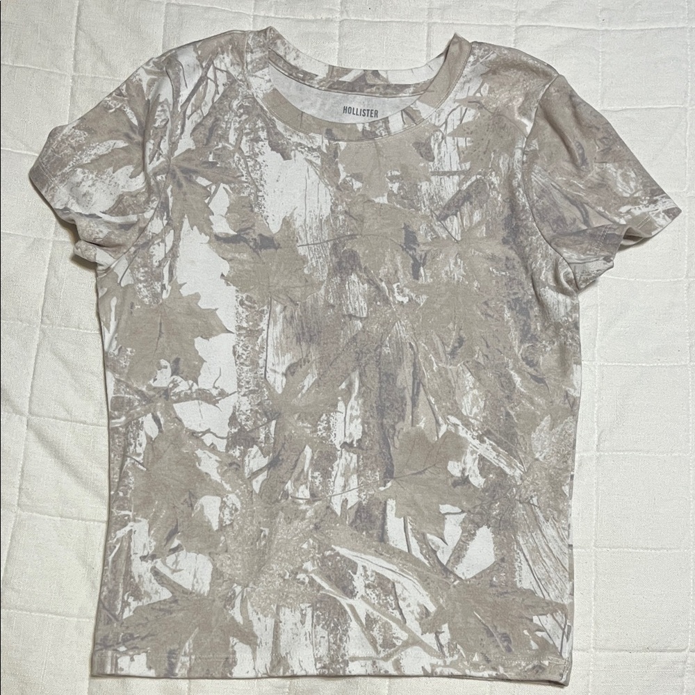 Hollister Beige Camouflage Print Top